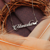 Candlescript Butterfly Style Name Necklace - Silver - Xctasy